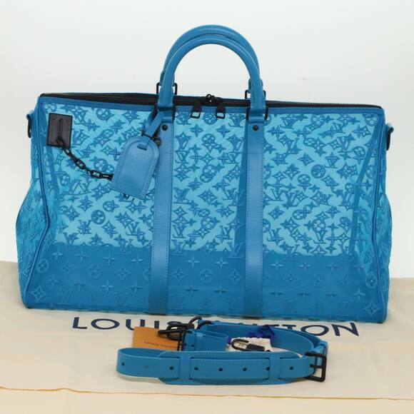 LOUIS VUITTON Monogram Mesh Keepall Triangle 50 Bag Blue M45048 - Picture 12 of 16